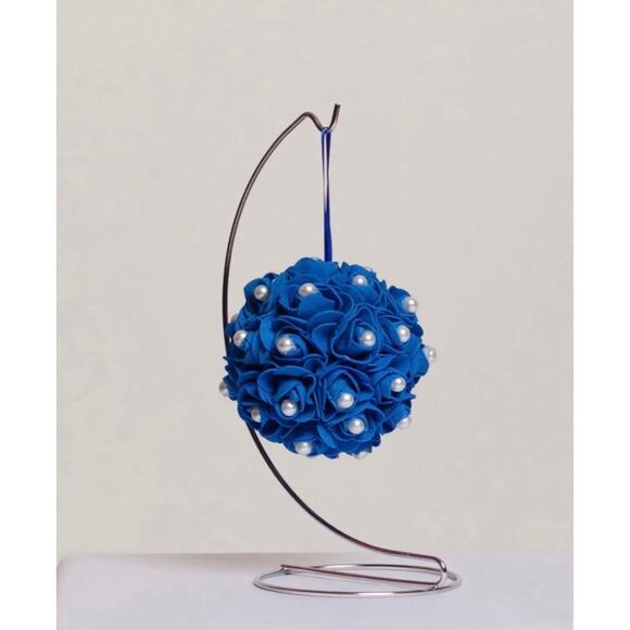 Handmade Christmas Ornament From Roses Royal Blue Flower Ball - Picture 1 of 1